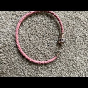 Leather pandora bracelet in pink